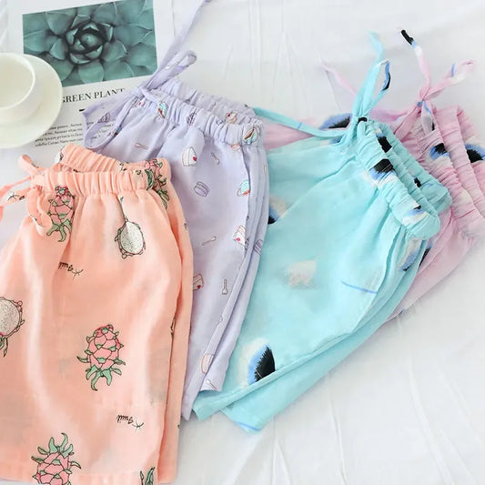 Women Cotton Shorts Double Gauze Home Pajama shorts - MONLANE