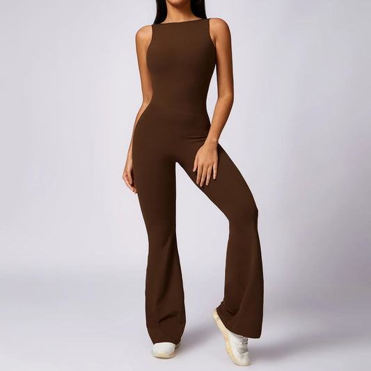 Sexy V Back Jumpsuit Gym Set
