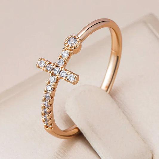 Rose Gold Faith Cross Ring