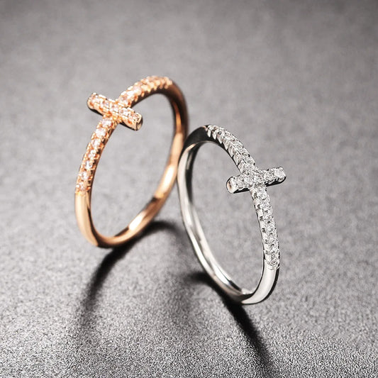 Micro-inlaid Zircon Dainty Rings