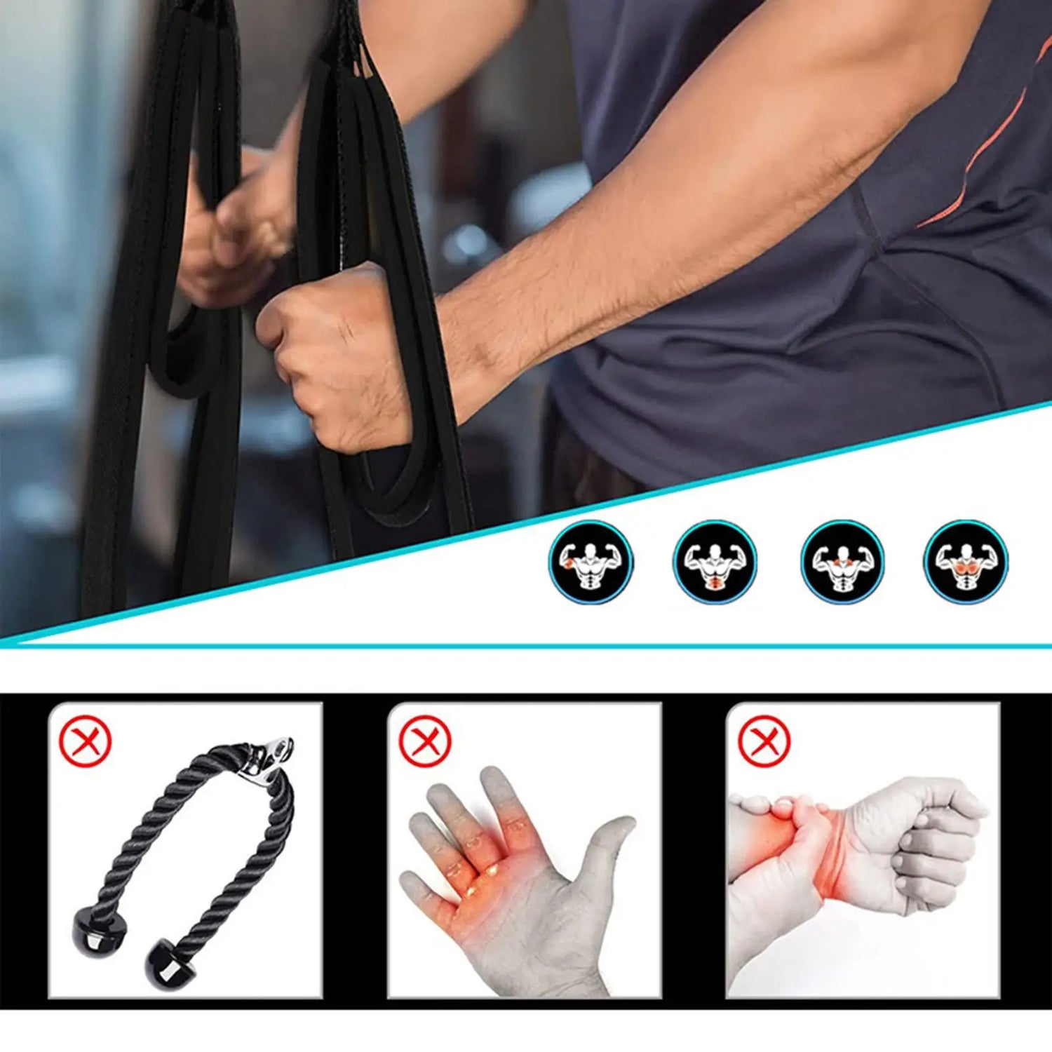 Triceps Rope Cable Attachment - MONLANE