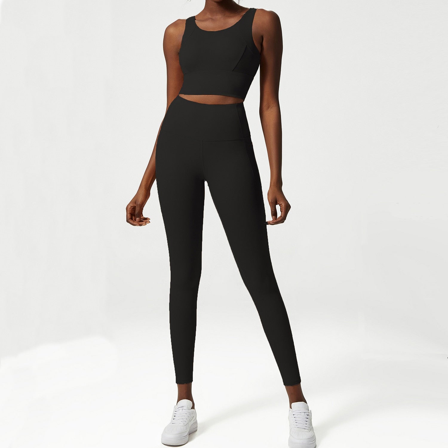 Karen Crop Top High Waist Leggings & Vest - MONLANE