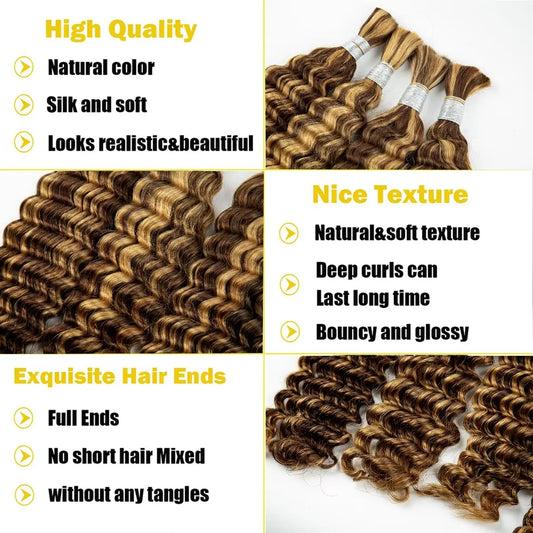 Deep Wave Bulk Human Hair for Braiding