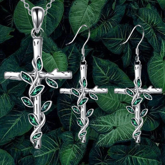 3pcs Cross Necklace and Earring Set