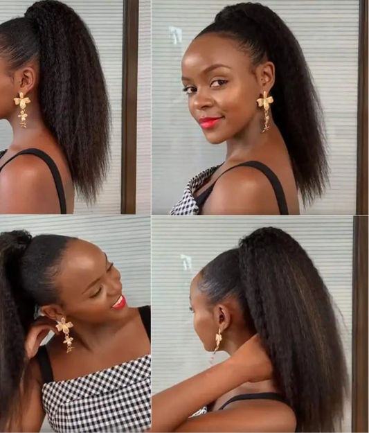 Kinky Straight  Glueless Yaki  Lace Closure Wig