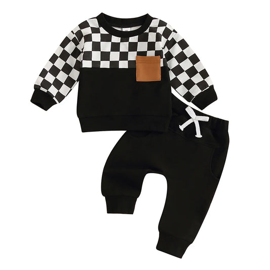 Checkerboard Boys 2Pcs Sweatsuit
