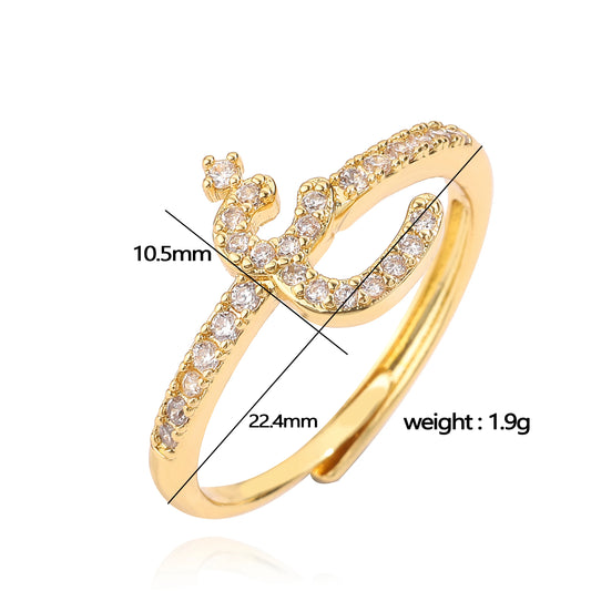 Zircon Arabic Letter Ring