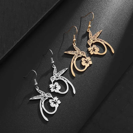 Hummingbird Flower Pendant Earrings