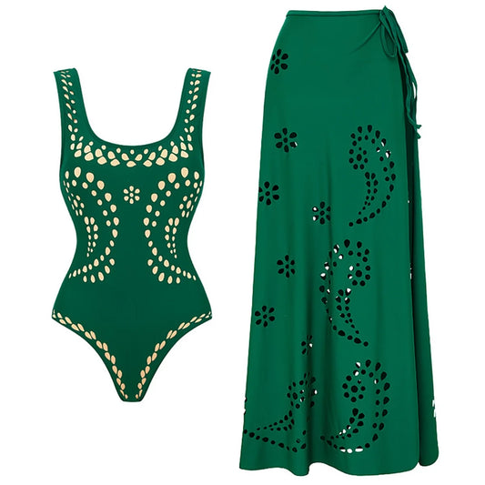 2Pcs Laser Cut Swimsuit