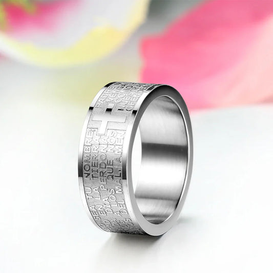 Stainless Steel Spanish Lord's Prayer Ring