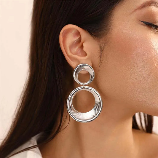 Vintage Metal Round Dangle Earrings