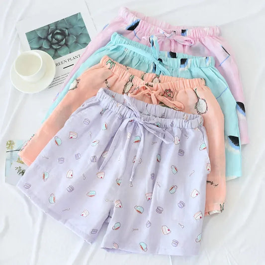 Women Cotton Shorts Double Gauze Home Pajama shorts - MONLANE