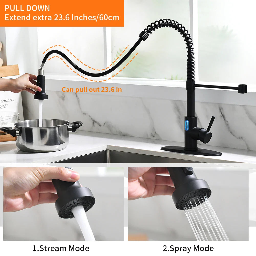 Touchless LED Light Kitchen Sink Faucet - MONLANE