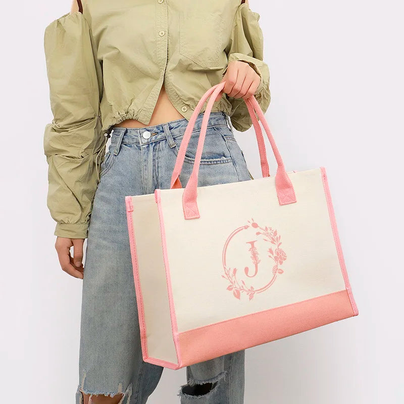 Leaf Letter Colored Canva Handbag