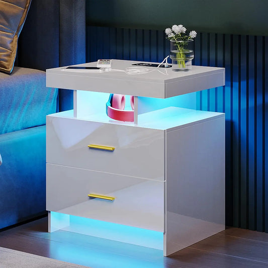 Nightstand with Wireless Charging Station