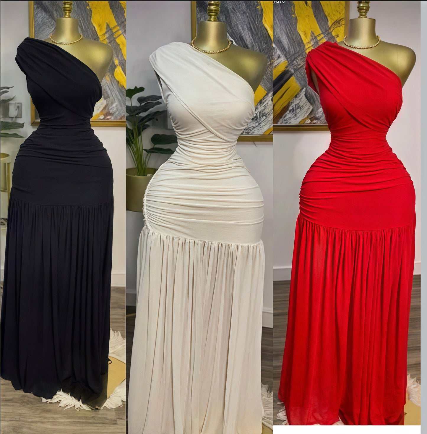 Sleeveless Diagonal Pleated Slit Dress