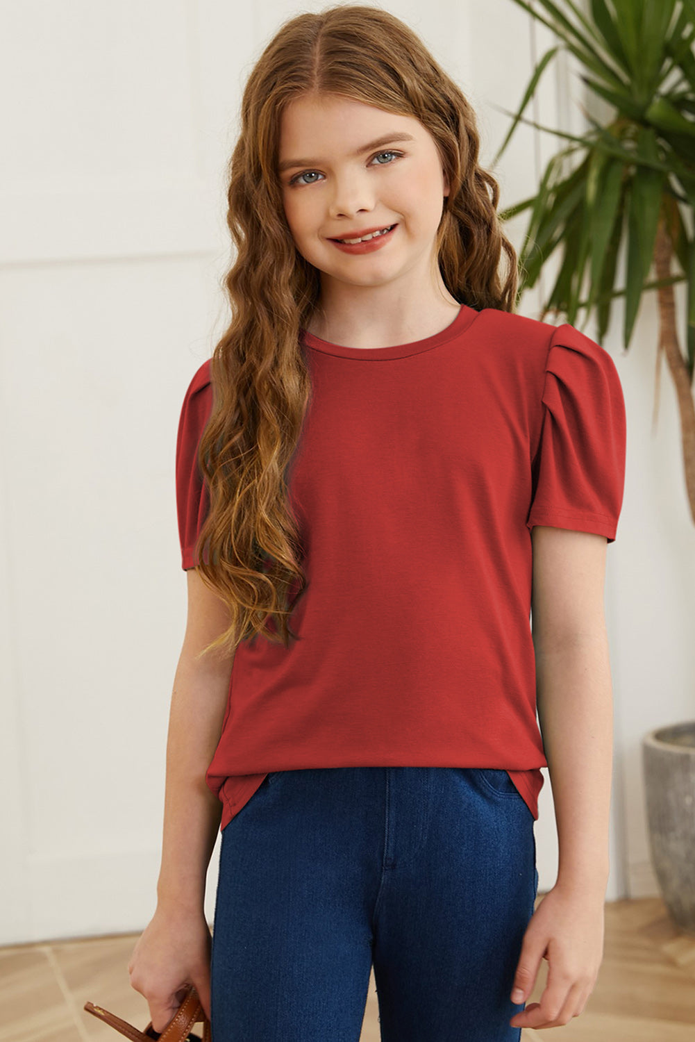 Round Neck Puff Sleeve T-Shirt - MONLANE