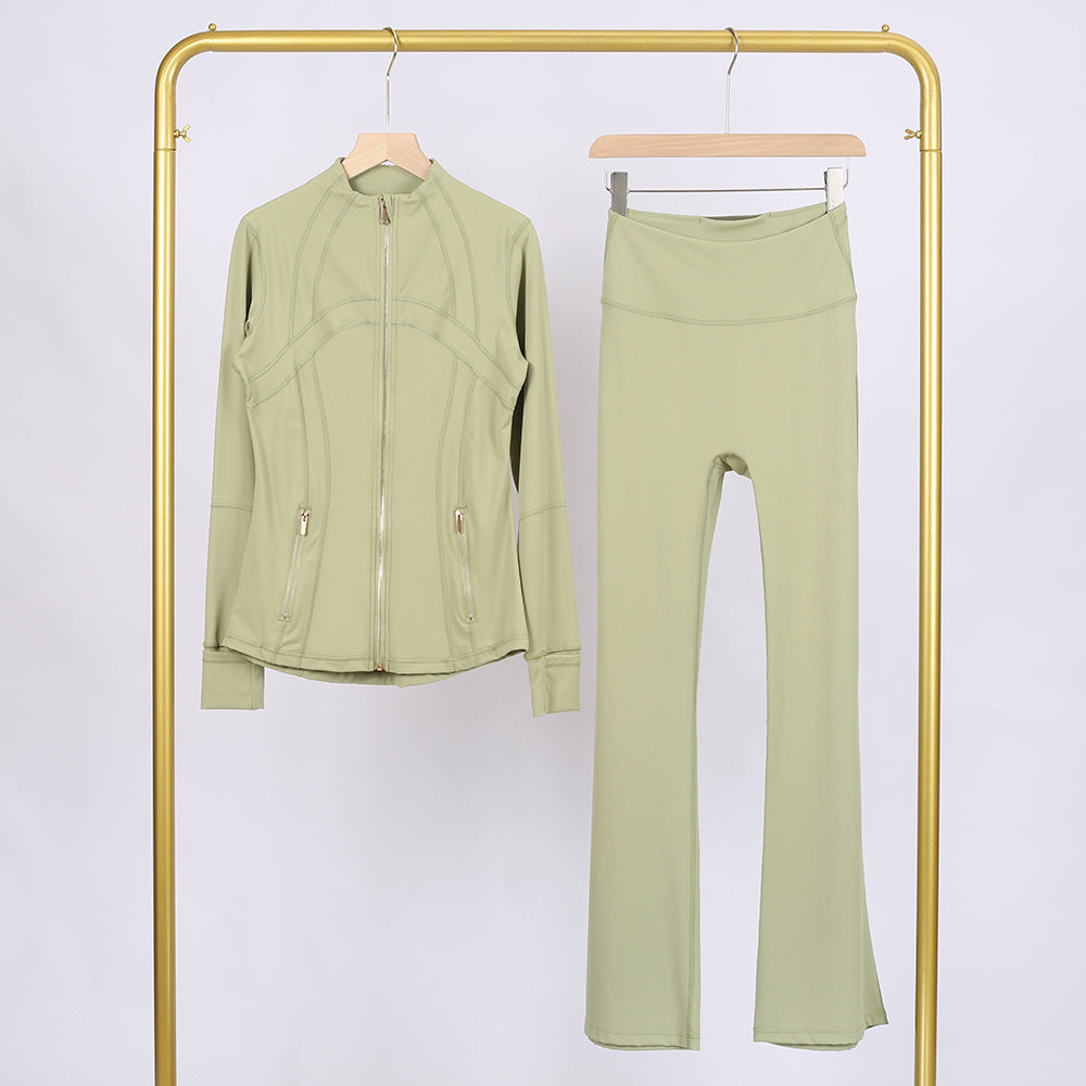 Golden zipper Slim fit  yoga pants set