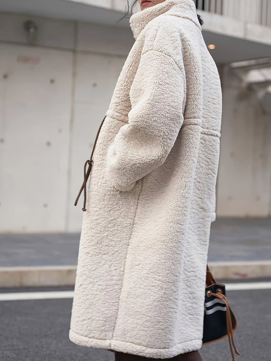 Plus Size Turtleneck Sherpa Coat