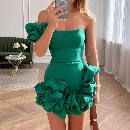 Flower Bud Waist Cinching Dress