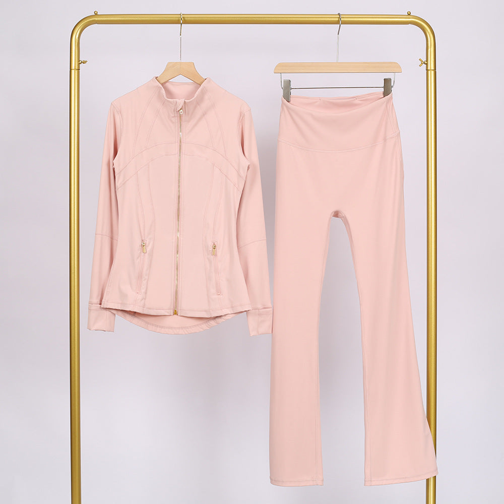 Golden zipper Slim fit  yoga pants set