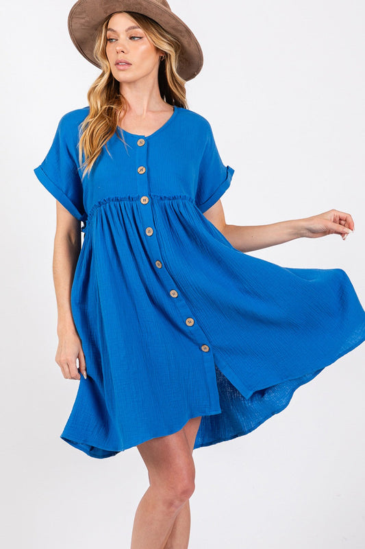 SAGE + FIG Button Up short Sleeve Dress - MONLANE