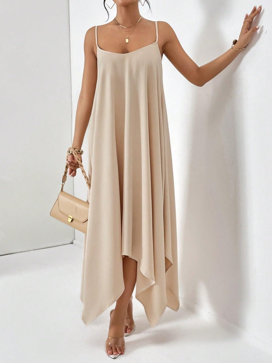 Scoop Neck Midi Cami Dress - MONLANE