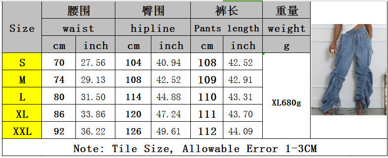 Pleated loose jeans