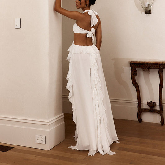 Ruffle Edge Long Dress