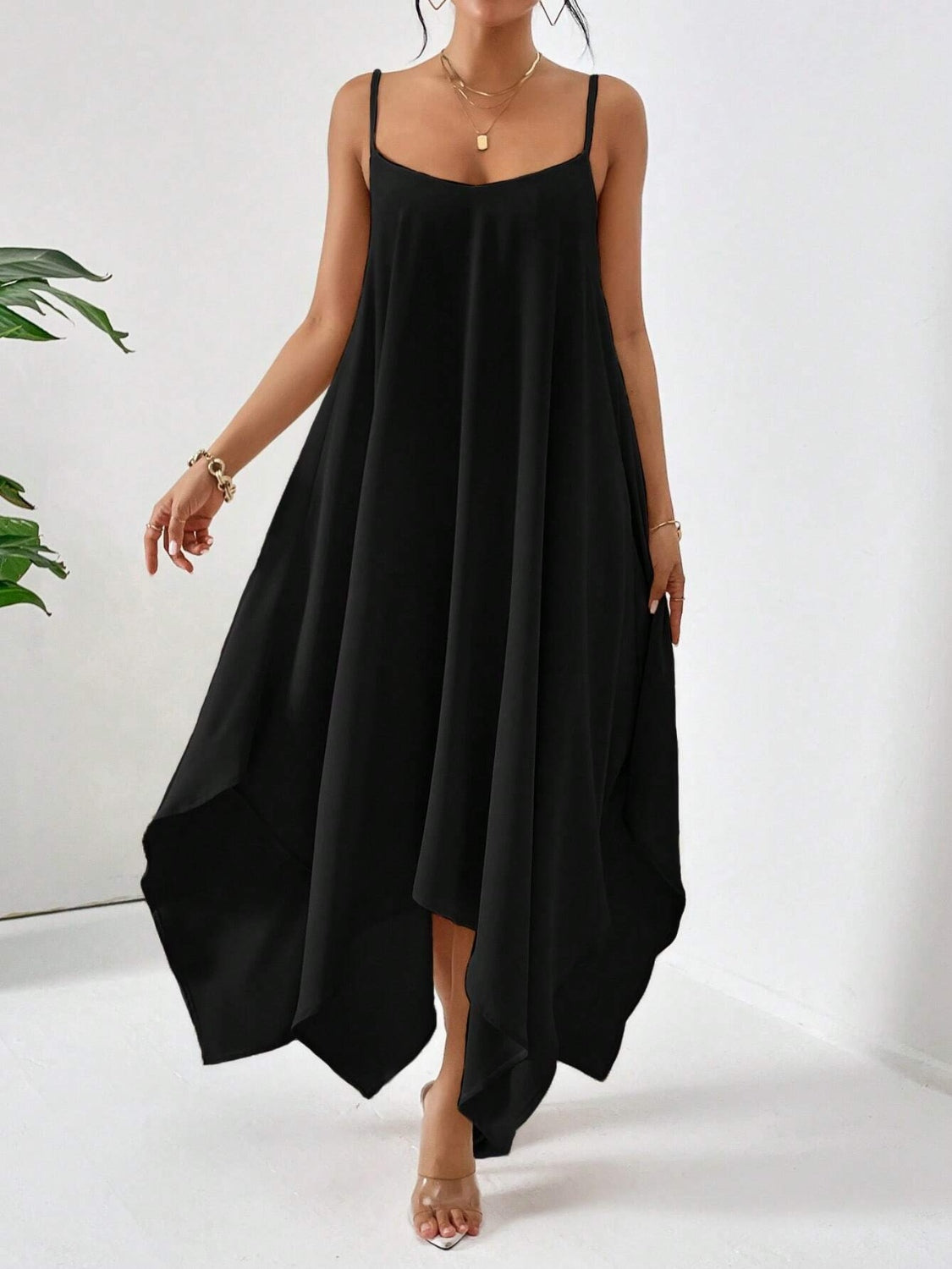 Scoop Neck Midi Cami Dress - MONLANE