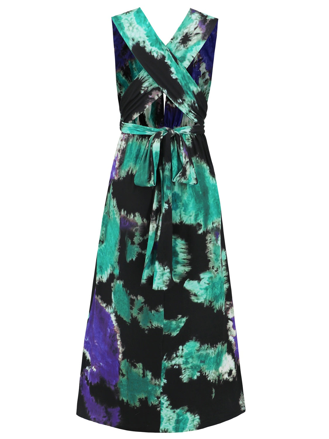 Tied Tie-Dye Sleeveless Dress - MONLANE