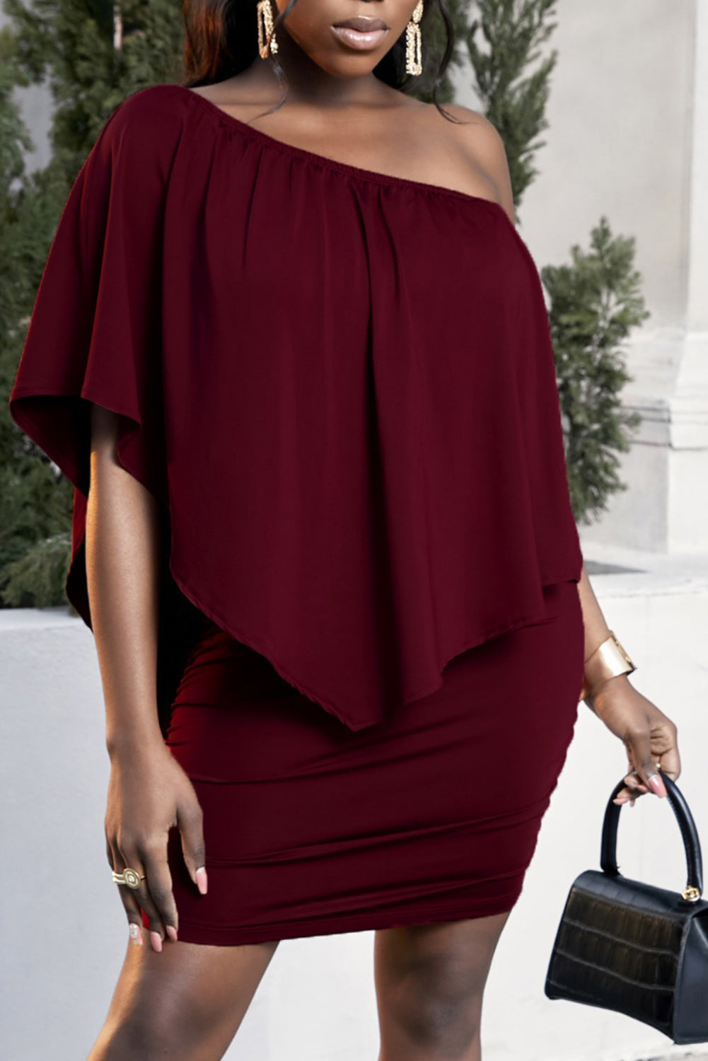 Plus Size  Half Sleeve Mini Dress