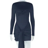 Elegant Solid Color High Waist Dress
