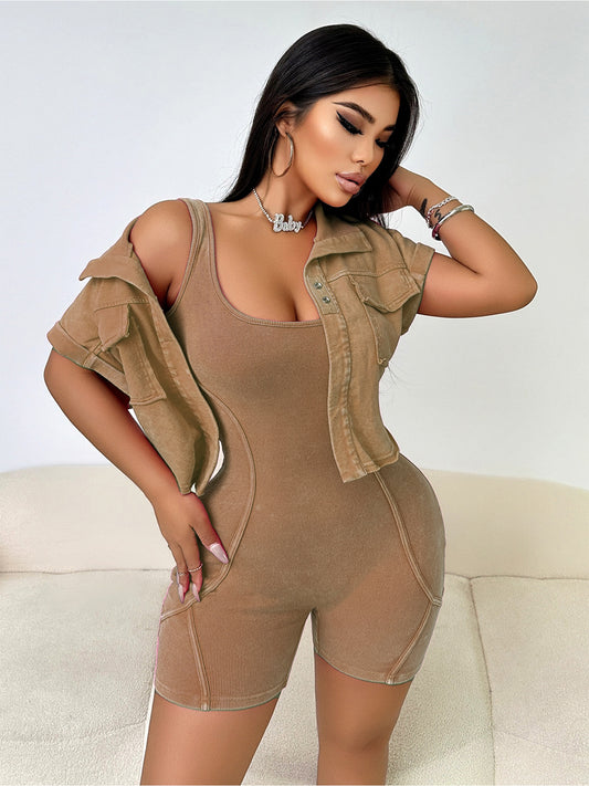 Short Sleeved Jacket Two-Piece Set