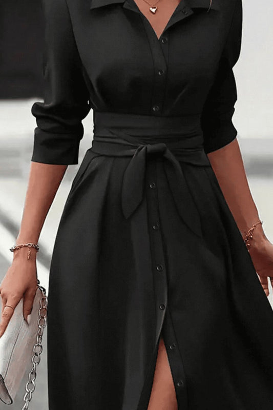 Long Sleeve Midi Shirt Dress