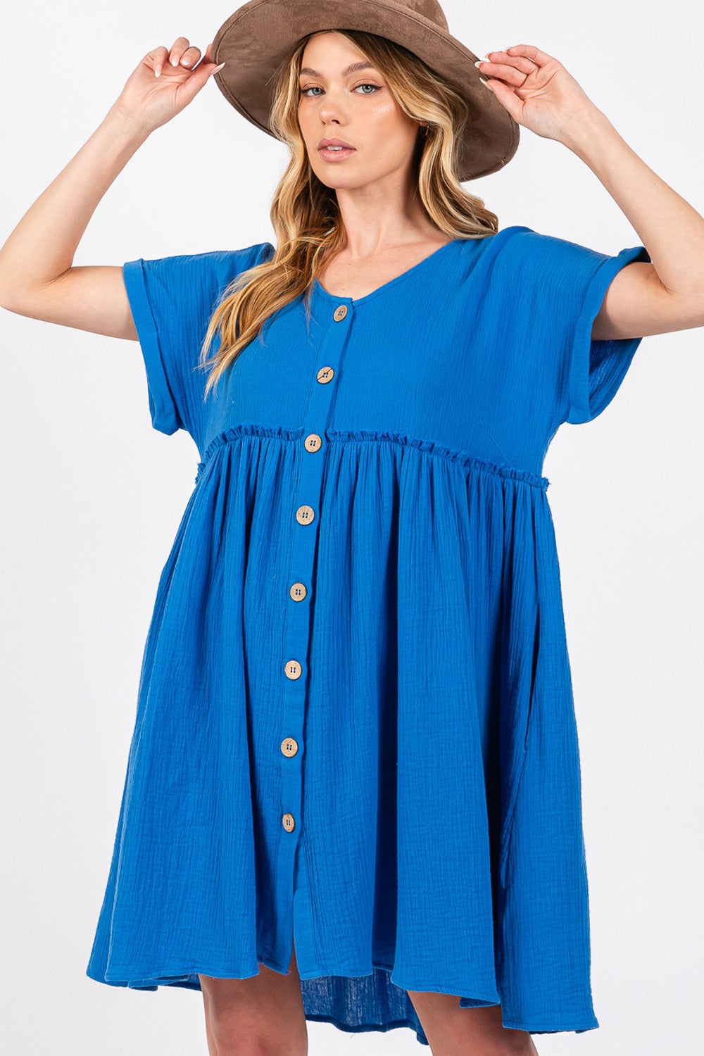 SAGE + FIG Button Up short Sleeve Dress - MONLANE