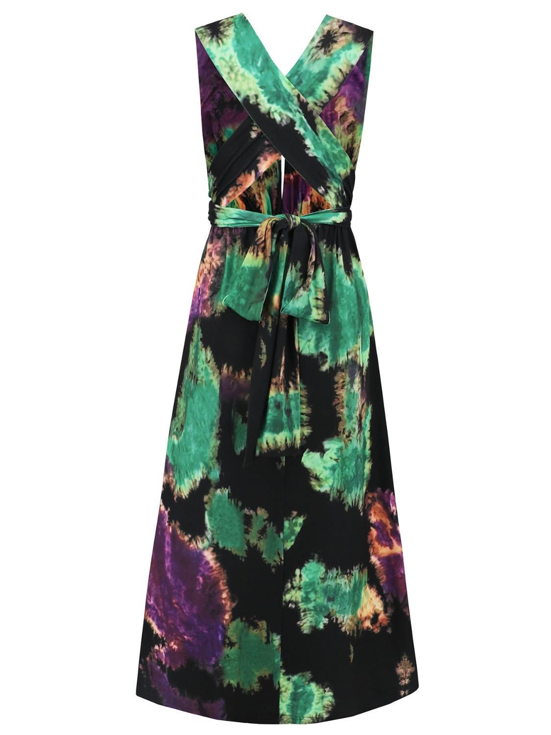 Tied Tie-Dye Sleeveless Dress - MONLANE