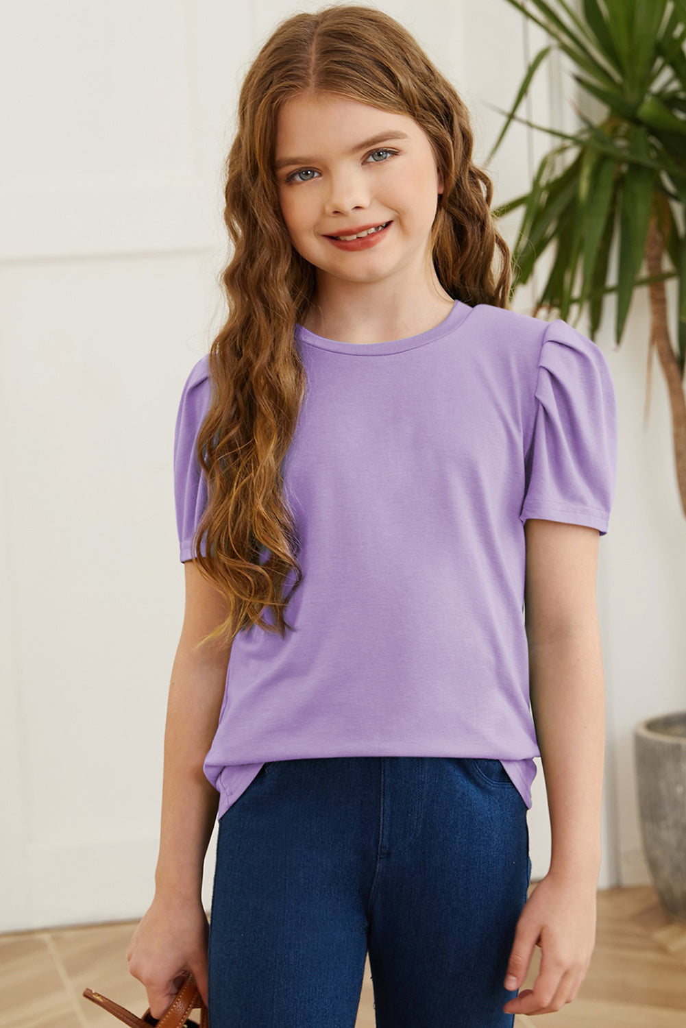 Round Neck Puff Sleeve T-Shirt - MONLANE