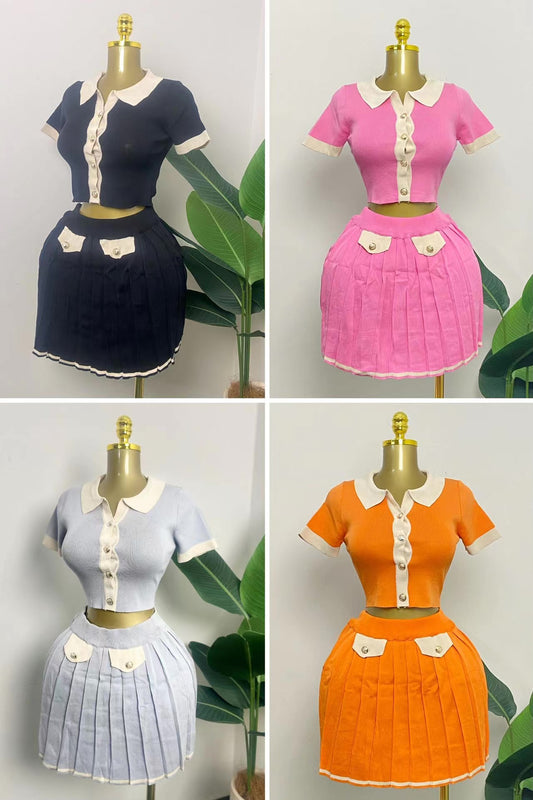 knitted Cardigan and Skirt Set