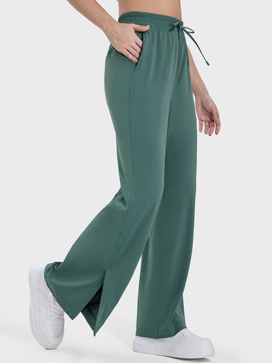Slit Wide Leg Active Pants - MONLANE