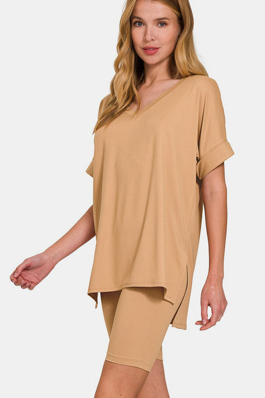 Short Sleeve T-Shirt and Biker Shorts Set