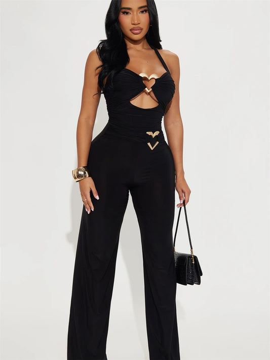 Stylish Solid Color Backless Jumpsuit