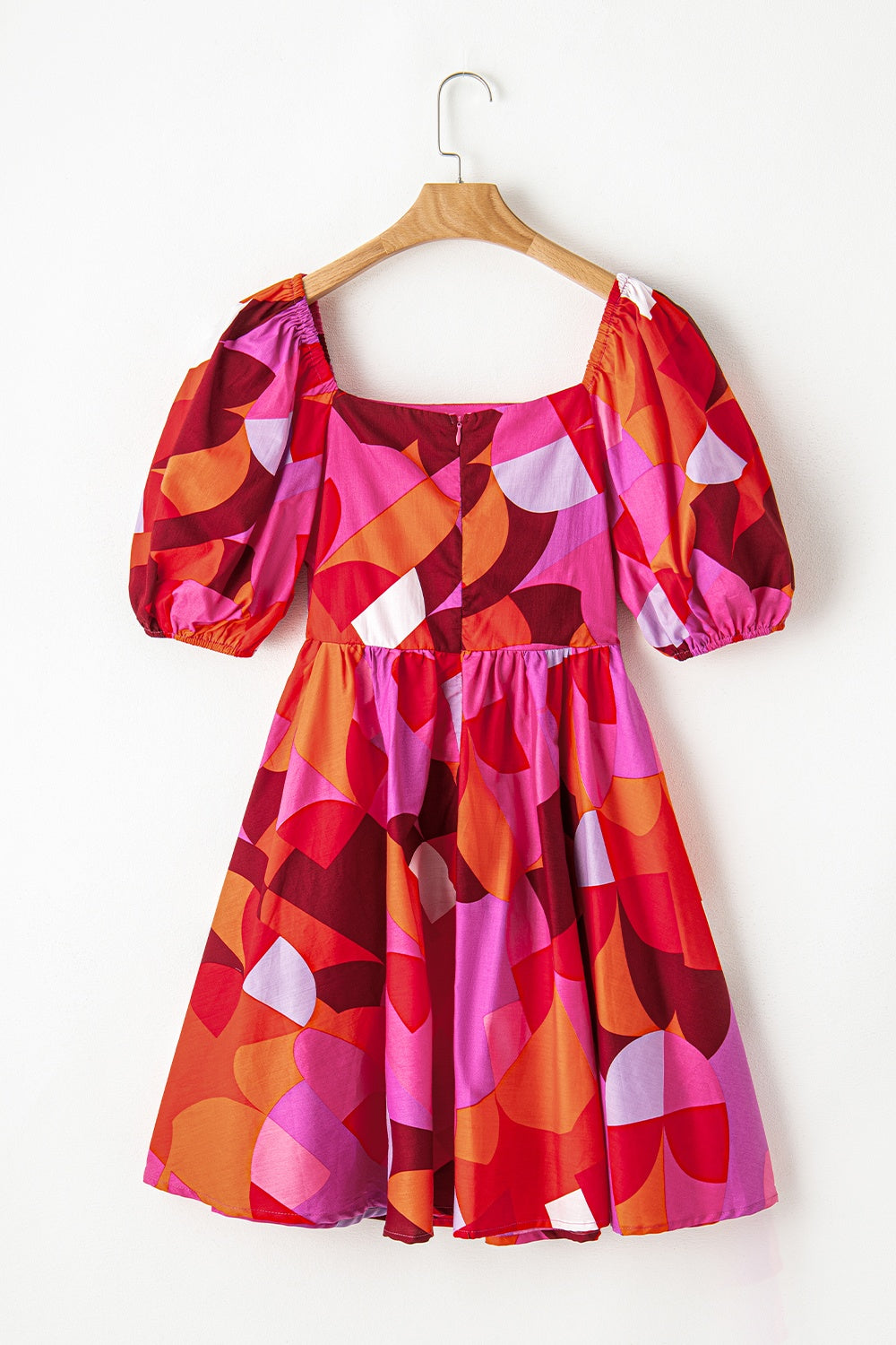 Printed Square Neck Puff Sleeve Dress - MONLANE