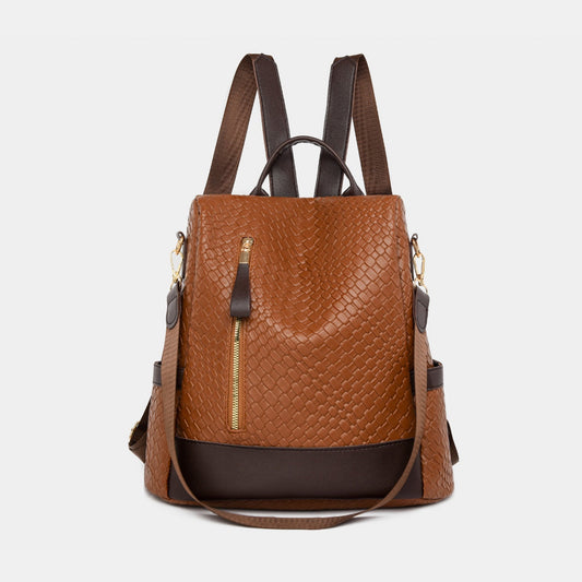 Adjustable Straps PU Leather Backpack Bag