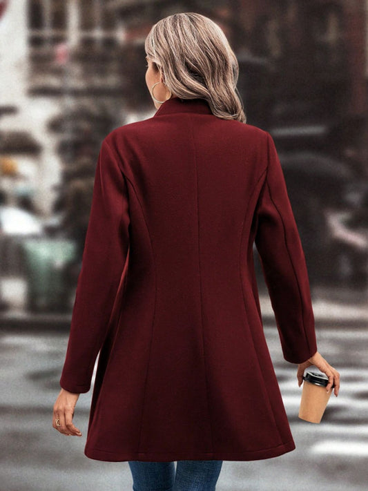 Collared Neck Long Sleeve Coat