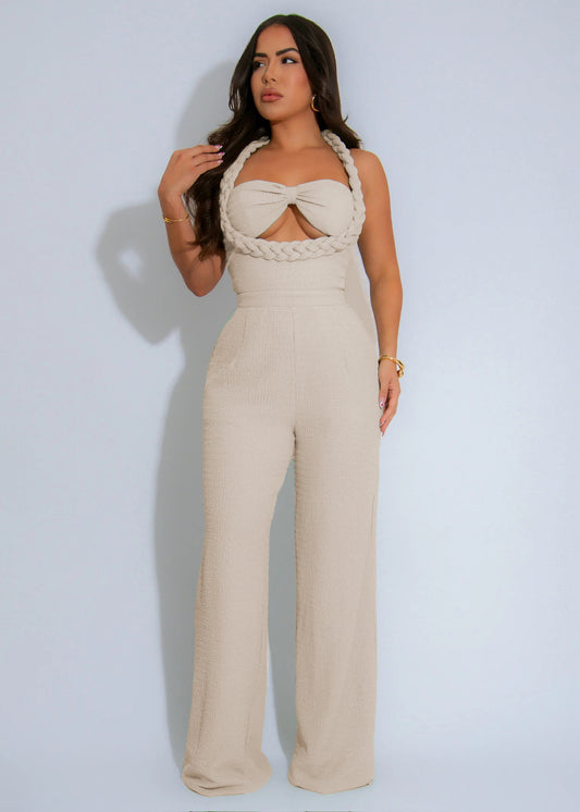 High Waisted Loose Straight Leg Jumpsuit