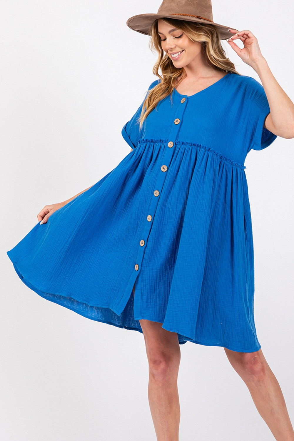 SAGE + FIG Button Up short Sleeve Dress - MONLANE