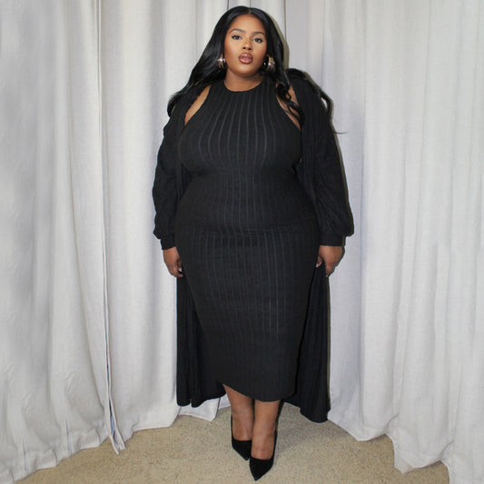 Two Piece Plus size Long Sleeved Jacket Set