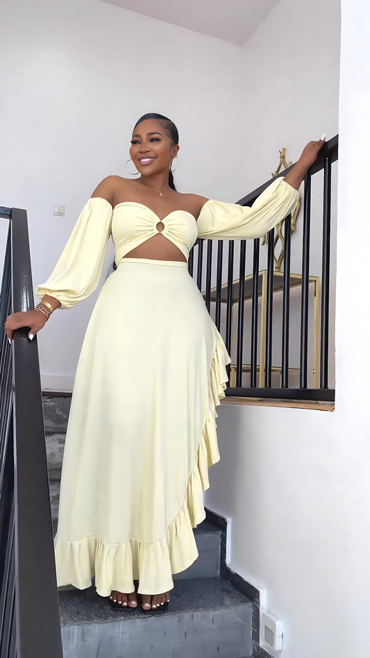 Irregular Ruffled Slit Dress