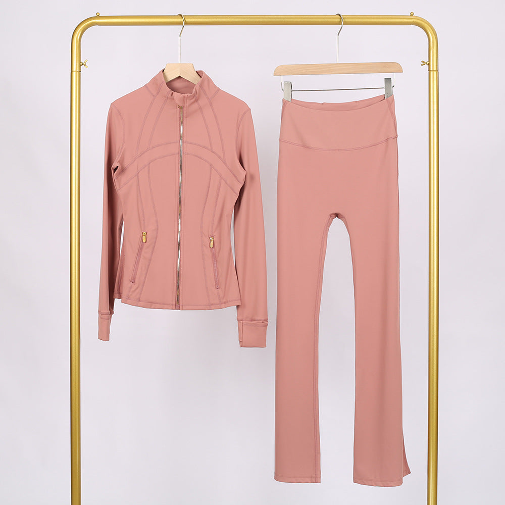 Golden zipper Slim fit  yoga pants set